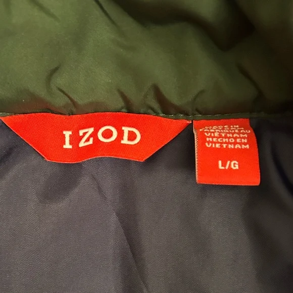 Izod Color Block Puffer Vest Blue/Green Sz Lg - Picture 6 of 7